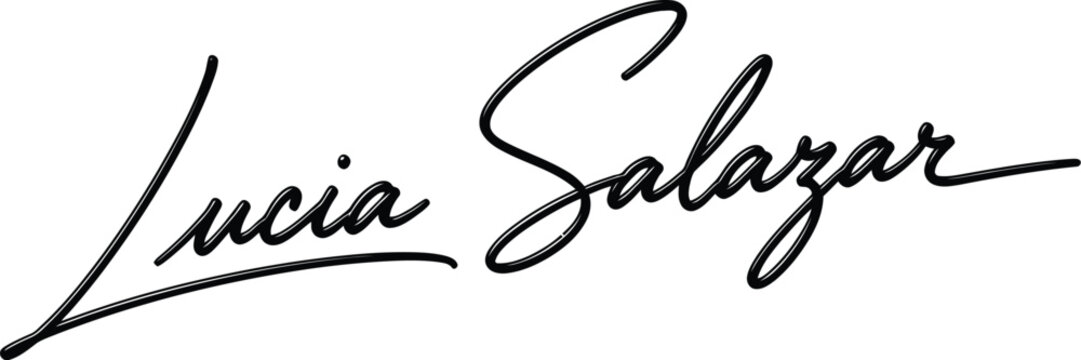 elegant handwritten signature of lucia salazar on white background