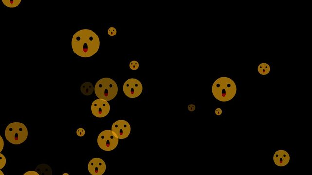 Emoticon animation with yellow smiling faces. Emoticon digital social media icons. Emoticon abstract motion graphic background on black background.