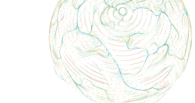 Abstract colorful sphere with lines, representing energy, network, and connection. Modern design wit