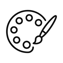 Obraz premium Minimalist Outline Handdrawn Artist Paint Palette with Brush Icon