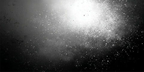 Rain drops on the window reflect a dark night sky filled with a bright nebula and distant stars across the blue universe © MDNUR