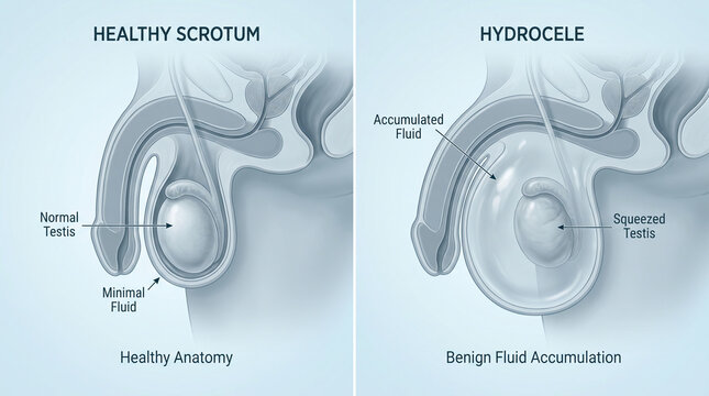 Hydrocele vs Healthy Scrotum Benign Fluid Accumulation 3D Anatomy
