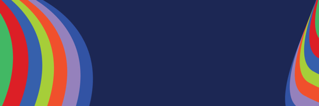 Minimalist sports banner with vibrant ribbons. Abstract sports background with curved multicolored stripes. Dynamic effect. For football match, international sports forums and global tournaments