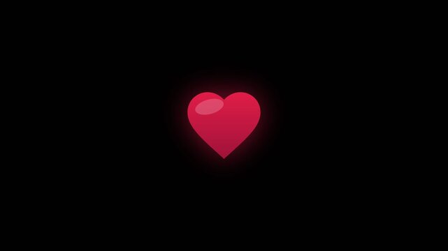 Red Pulsating Heart Icon Beating on Black Background for Romance and Healthcare Concepts