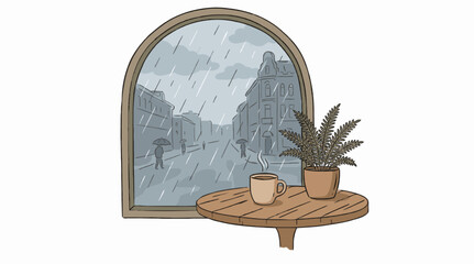Obraz premium Cozy Rainy Window View