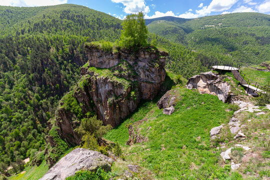 The Avatar Rocks in the Caucasus mountains, near the road to Dzhily-Su at summer