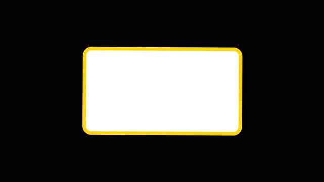 Expanding White Rectangle with Yellow Border and Copy Space on Black Background Motion Graphic