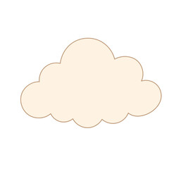 Fototapeta premium Cute Fluffy Cloud Icon. Cartoon Speech Bubble Design Element. Rainy Weather Cut Out Symbol. Vintage Simple Graphic Hand Drawn Cloud Isolated on Transparent. 