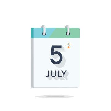 Daily Calendar Illustration Showing July 5 for Scheduling and Important Events