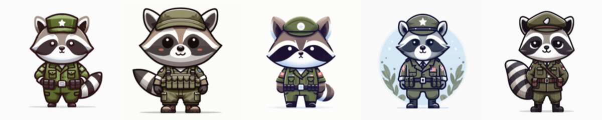 Obraz premium vector of raccoon soldier