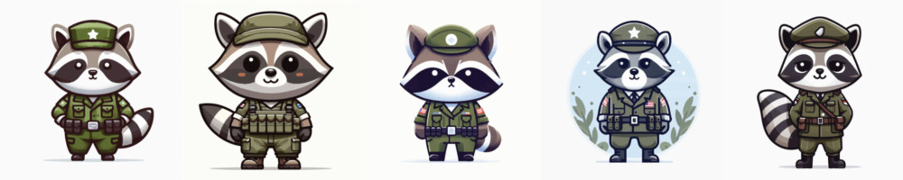 vector of raccoon soldier