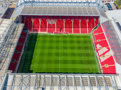 Liverpool, Merseyside. United Kingdom. 04.23.2026 Liverpool Football Club, Anfield Stadium. Aerial Image. 23rd April 2026.