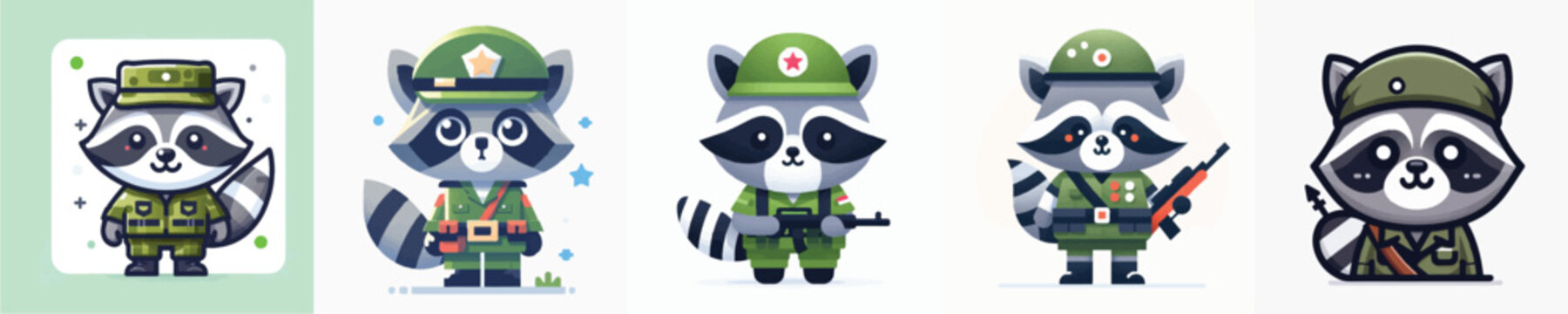 vector of raccoon soldier