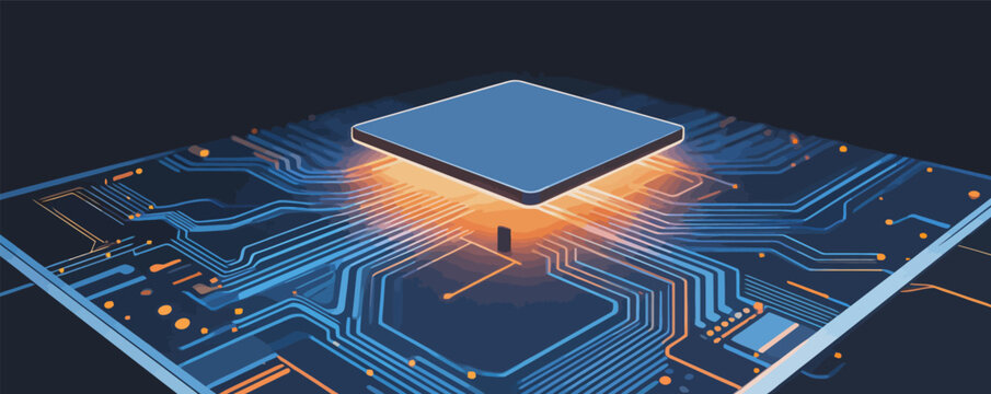 Futuristic Central Processing Unit and Circuit Board Technology Scene