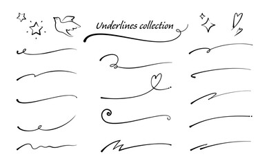 ペンで書いたようなモノクロのアンダーラインセット、おしゃれな手書き風のあしらい © tukinoto