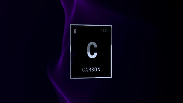 Carbon Periodic Table Element Tile on Dark Background