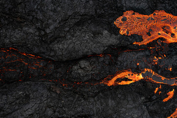 Aerial view of the texture of a solidifying lava field © Lukas Gojda
