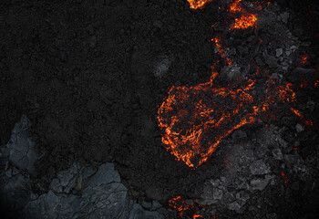 Aerial view of the texture of a solidifying lava field © Lukas Gojda