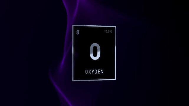 Oxygen Periodic Table Element Tile with Purple Smoke