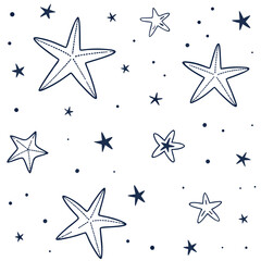 Obraz premium Nautical starfish seamless pattern design for ocean theme decor with starfish