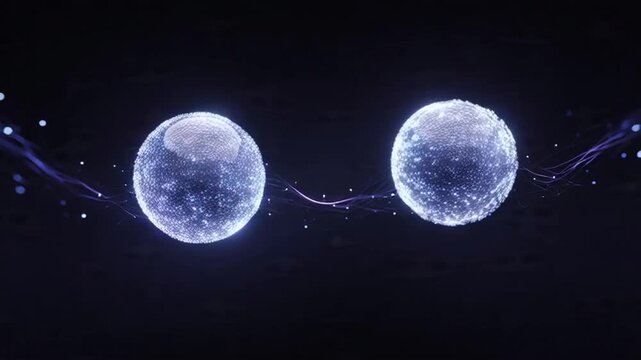 Abstract representation of two glowing orbs connected by ethereal energy streams