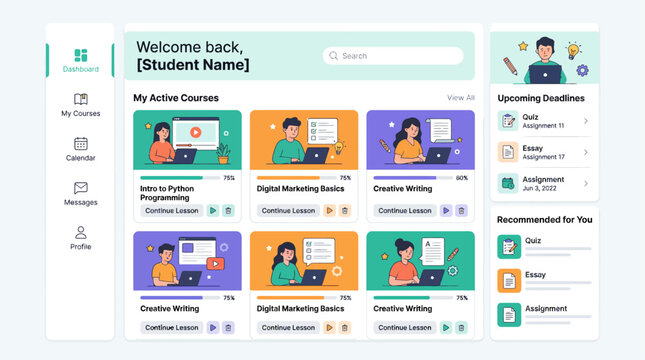 Future Online Education Learning Platform Vector
