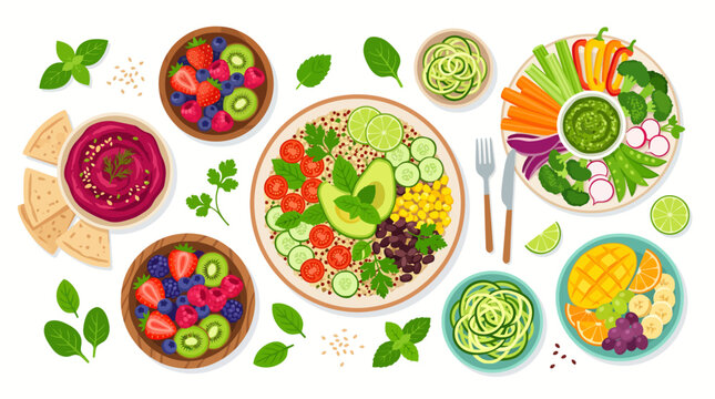 Plant Based Diet Vegan Food Nutrition Vector