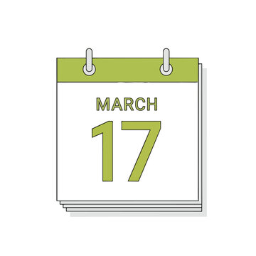 March 17 Calendar Page Illustration for Saint Patrick's Day Celebration