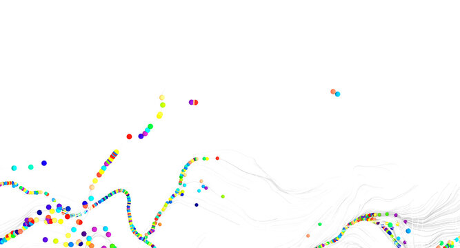 Abstract artwork featuring colorful dots and lines on a white background, creating a sens