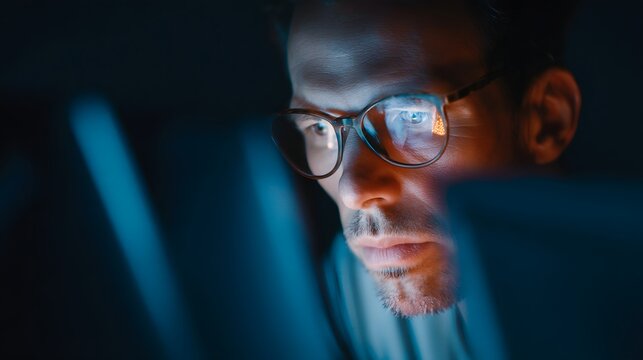 Developer Screen Reflection Glasses Blue Orange Glow Dark