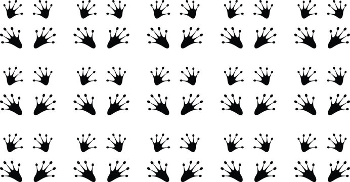 Grid of forty identical frog silhouettes arranged in rows and columns, showcasing symmetry, repetition, and playful animal design pattern