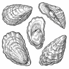 Oyster shells vintage engraving style illustration on white background © Dilip