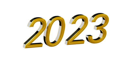 Stunning 3D rendered gold 2023 design, ideal for New Year greetings and celebrations. Perfect for di © vegefox.com