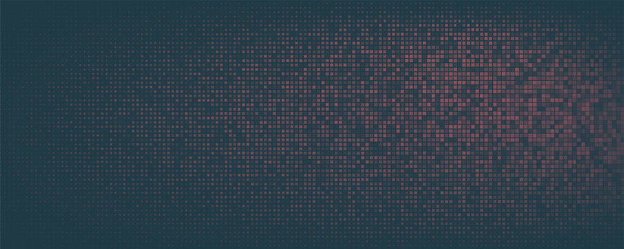 Vector Halftone Pattern Smooth Curved Border Red Blue Abstract Background. Dots Rounded Squares Blurry Pattern Pop Art Design Texture.