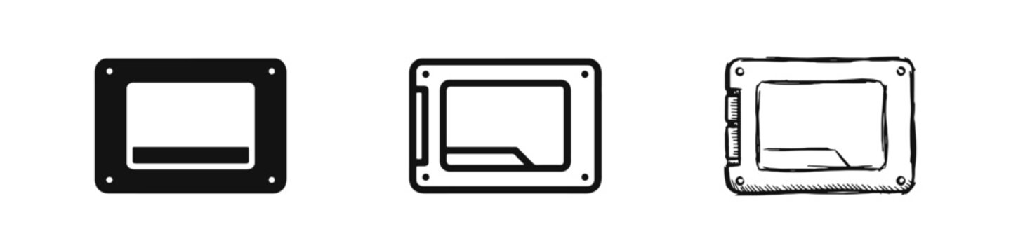Solid State Drive SSD Icon Set Computer Storage and Hardware Component Icons