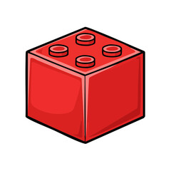 Fototapeta premium Red building block toy with four circular studs on top for connecting with other toys
