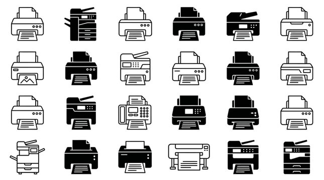 Collection of various printer and copier machine icons.