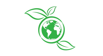 Eco friendly globe logo, green earth icon, leafy emblem, sustainable vector symbol © Adam