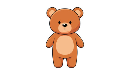 Obraz premium Cute brown teddy bear, cartoon illustration, vector graphic, children's character, emoticon