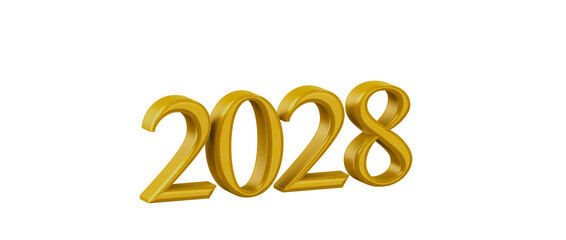 Golden 2028 text isolated on white background. Perfect for new year greetings, announcements, or fut © vegefox.com