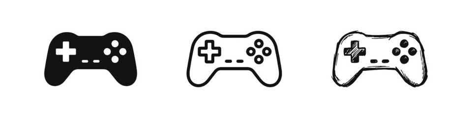Video Game Controller Icon Set - Gamepad for Console Gaming and Esports © drawing lines