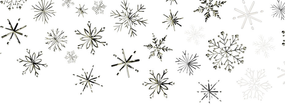 Elegant black and white snowflakes pattern for winter holidays and Christmas themes