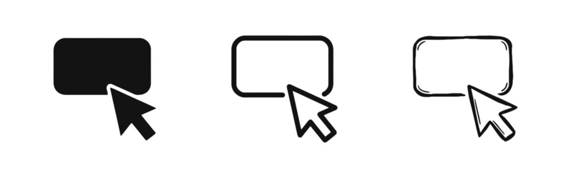 Button with Mouse Cursor Icon Set for User Interface Design and Web Navigation