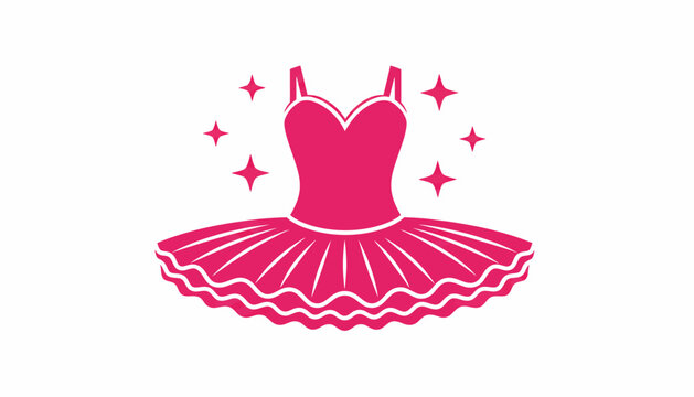 Pink ballet tutu costume, dance outfit, fashion icon, vector illustration, magenta dress