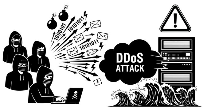 DDoS attack, cyber threat, hacking, security breach, server crash, online attack vector, malicious traffic