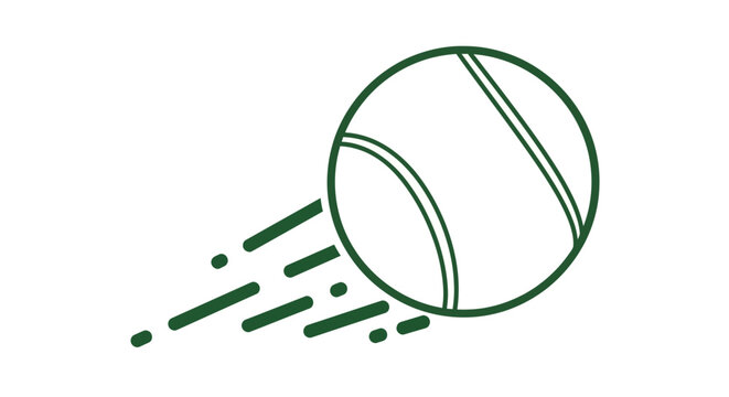 Green cricket ball icon, vector sports symbol, motion graphics element, white background