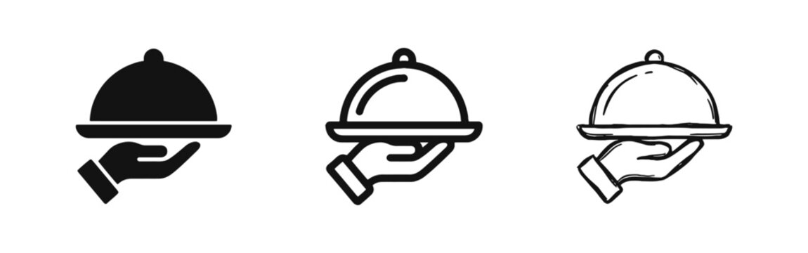 Catering service and food delivery icon set