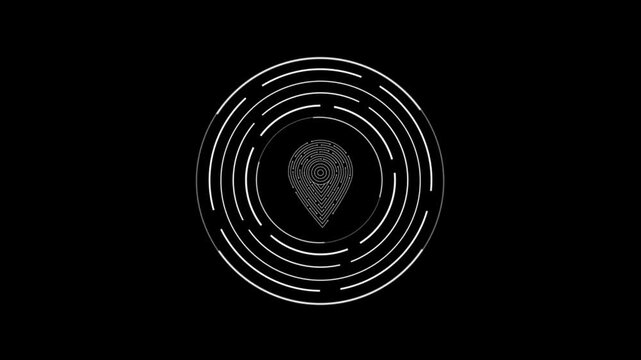 black location pin icon animation on chroma key background, location icon animation. gps map pointer pulse animation.
