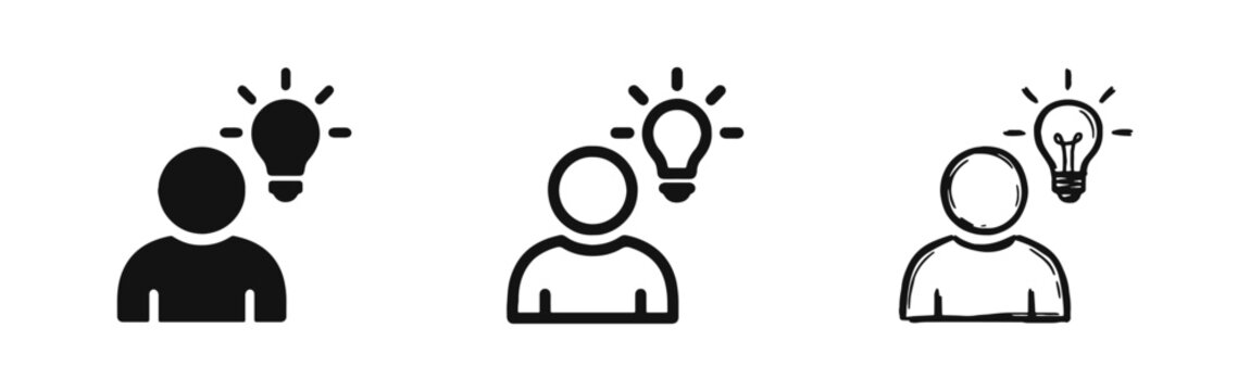 Innovation idea and creative problem solver icon set