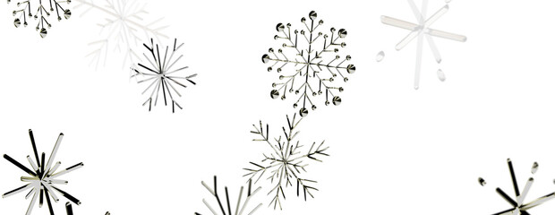 Obraz premium Elegant winter design with shining snowflakes against a crisp white background. Perfect for holiday